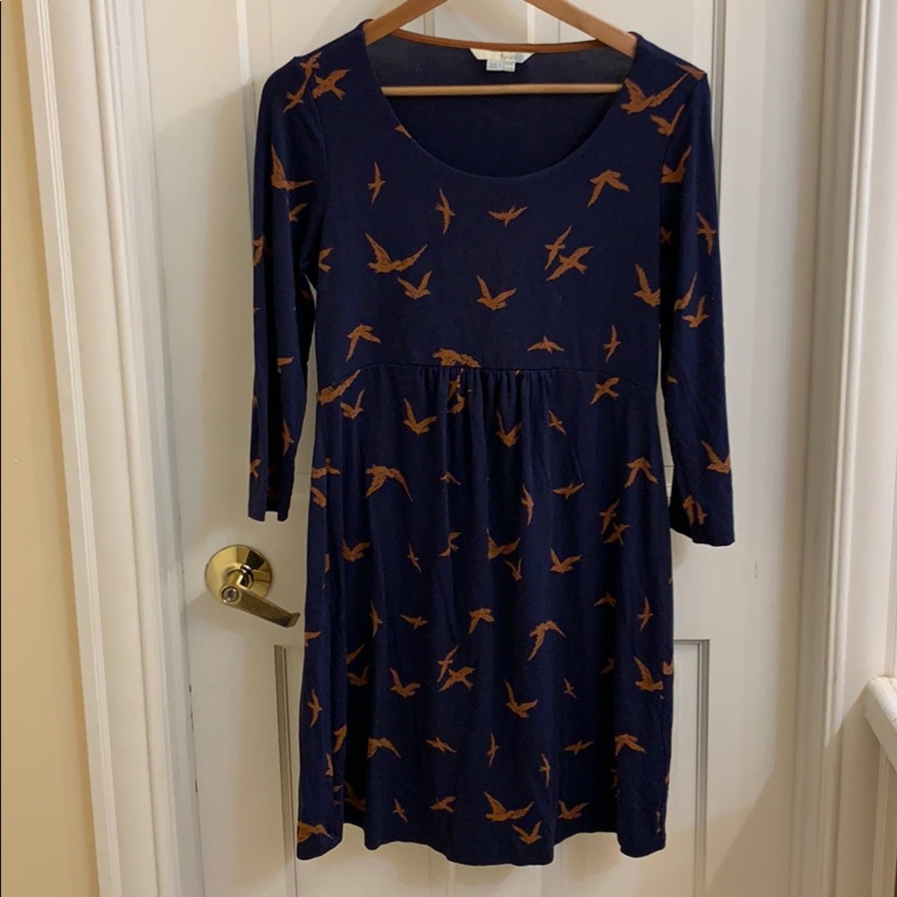 Boden navy tunic dress with birds. 10R